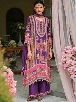 Ethnic Motifs Printed Regular Mirror Work A-Line Kurta With Palazzos & Dupatta 6