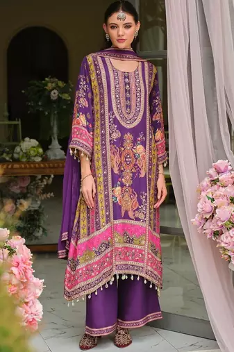 Ethnic Motifs Printed Regular Mirror Work A-Line Kurta With Palazzos & Dupatta