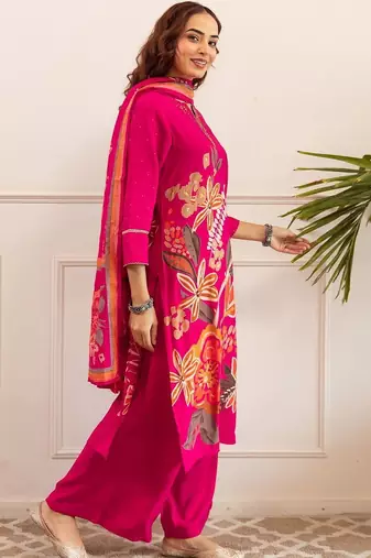 Women Floral Printed Kurta with Palazzos & Dupatta
