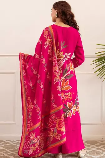 Women Floral Printed Kurta with Palazzos & Dupatta