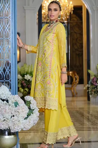 Women Ethnic Motifs Embroidered Kurta with Palazzos & Dupatta