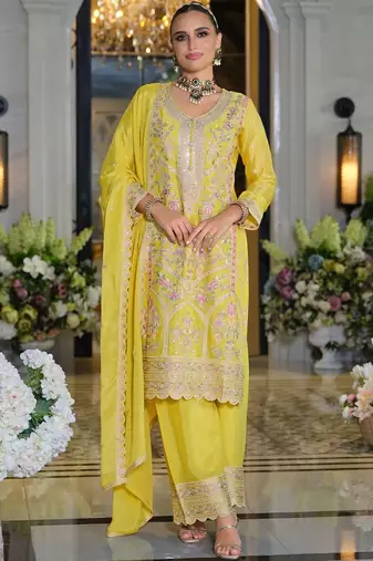 Women Ethnic Motifs Embroidered Kurta with Palazzos & Dupatta