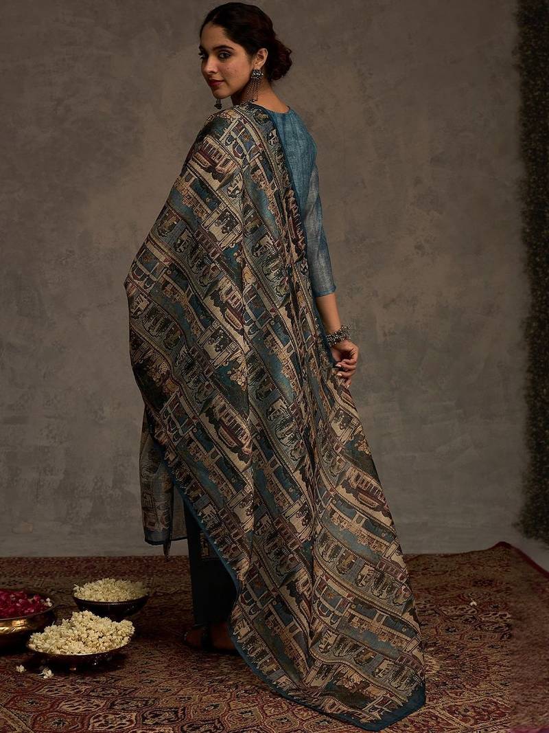 Women Ethnic Motifs Embroidered Thread Work Kurta with Trousers & Dupatta