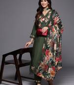 Women Floral Embroidered Thread Work Kurta with Trousers & Dupatta