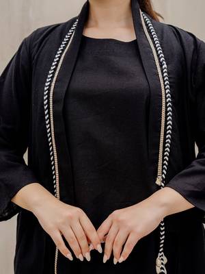 Women Round Neck Pure Cotton Straight Kurta with Palazzos With Jacket 3