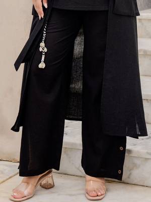 Women Round Neck Pure Cotton Straight Kurta with Palazzos With Jacket 6