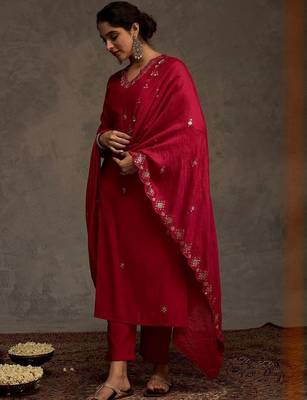 Women Ethnic Motifs Embroidered Mirror Work Kurta with Trousers & Dupatta 6