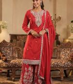 Women Floral Printed Kurta with Palazzo & Dupatta