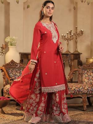 Women Floral Printed Kurta with Palazzo & Dupatta 3