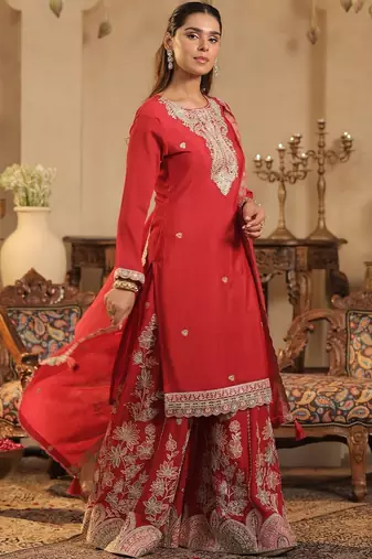 Women Floral Printed Kurta with Palazzo & Dupatta