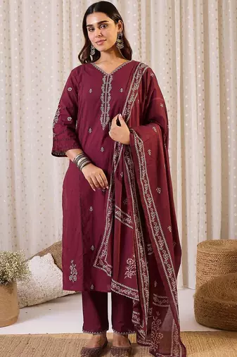Women Ethnic Motifs Printed Pure Cotton Kurta with Trouser & Dupatta