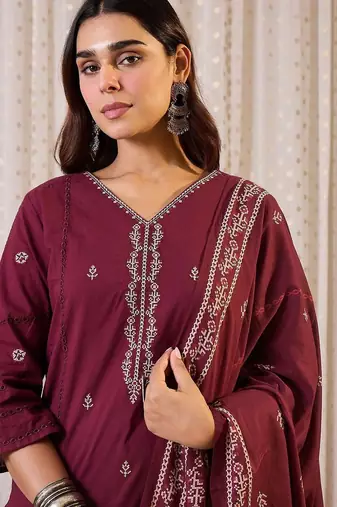 Women Ethnic Motifs Printed Pure Cotton Kurta with Trouser & Dupatta