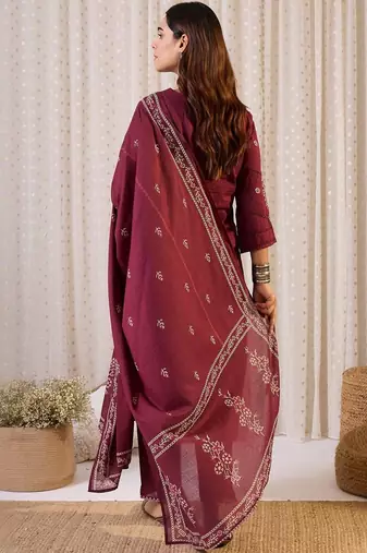 Women Ethnic Motifs Printed Pure Cotton Kurta with Trouser & Dupatta
