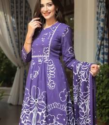 floral printed  cotton a line kurta with trousers & dupatta