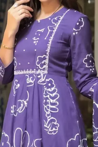 Floral Printed Pure Cotton A Line Kurta With Trousers & Dupatta