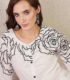 Women Ethnic Motifs Printed Regular Mirror Work Pure Cotton Kurta Trousers