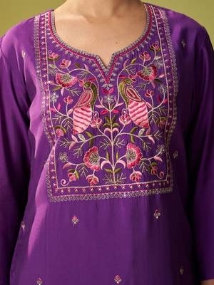 Women Floral Embroidered Kurta with Trousers & Dupatta 3