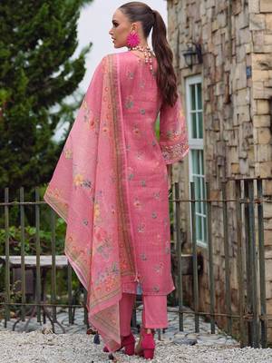 Women Floral Embroidered Beads and Stones Kurta with Trousers & With Dupatta 4