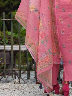 Women Floral Embroidered Beads and Stones Kurta with Trousers & With Dupatta 7