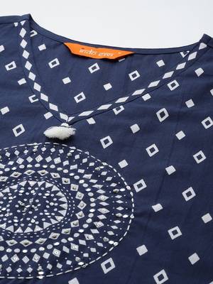 Printed Mirror Work Pure Cotton Kurta with Trousers & With Dupatta 3