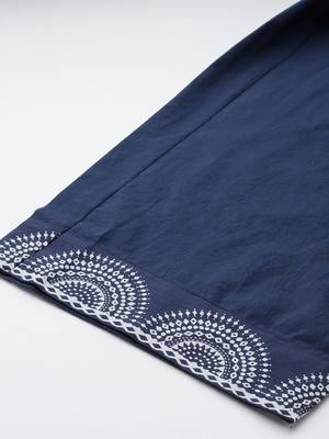 Printed Mirror Work Pure Cotton Kurta with Trousers & With Dupatta 9