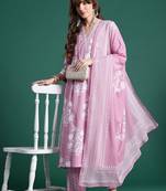 Floral Printed Pure Cotton Kurta with Trousers & Dupatta