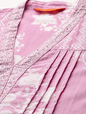 Floral Printed Pure Cotton Kurta with Trousers & Dupatta 2