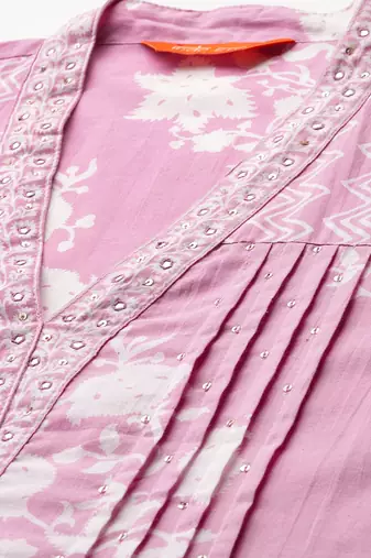 Floral Printed Pure Cotton Kurta with Trousers & Dupatta