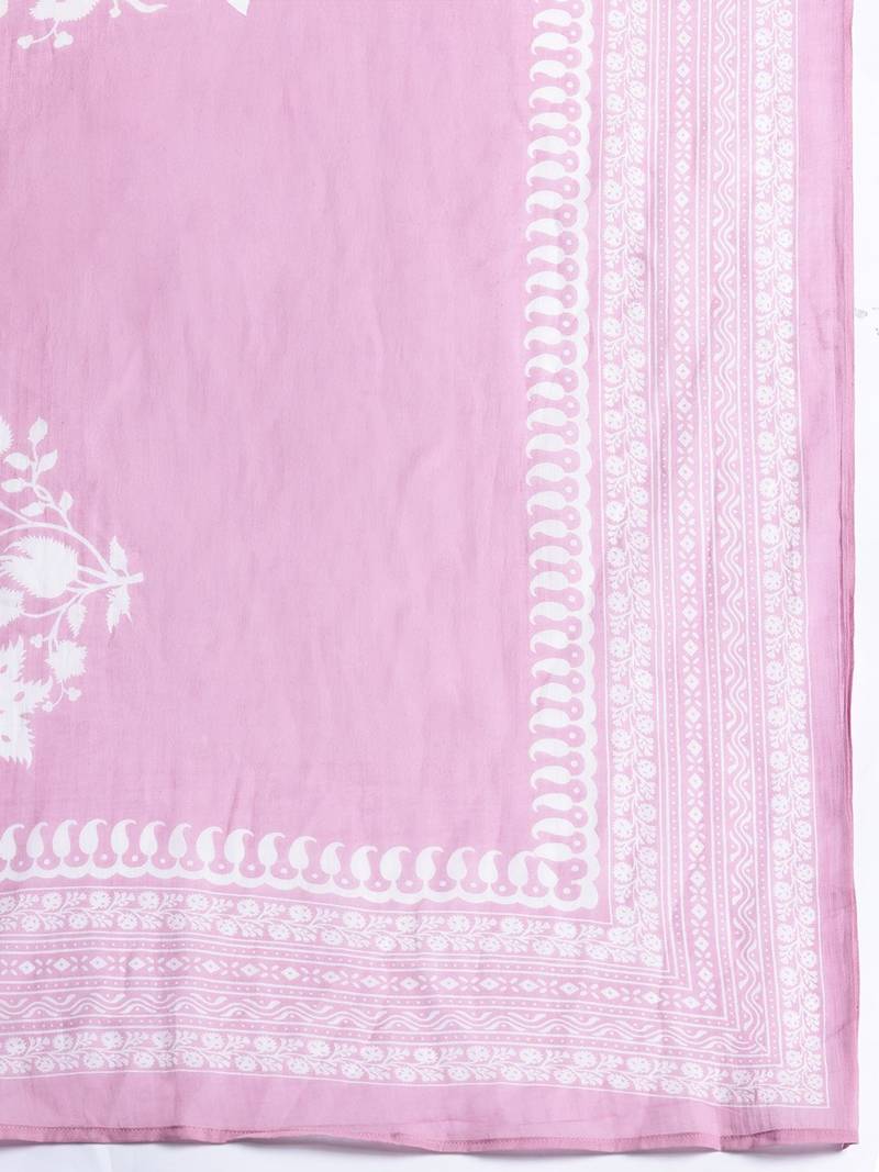 Floral Printed Pure Cotton Kurta with Trousers & Dupatta
