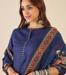 Notch Neck Straight Kurta With Trousers & Dupatta