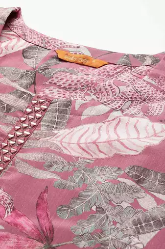Floral Printed Kurta with Trousers & Dupatta