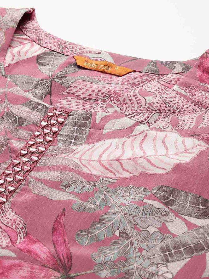 Floral Printed Kurta with Trousers & Dupatta