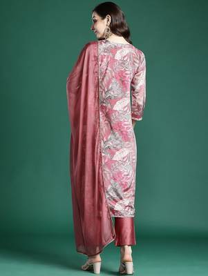Floral Printed Kurta with Trousers & Dupatta 8