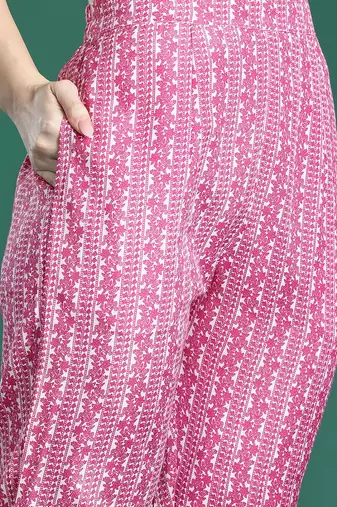 Floral Printed Kurta with Trousers & Dupatta