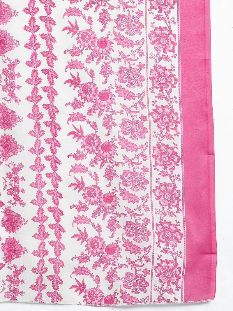 Floral Printed Kurta with Trousers & Dupatta