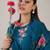 Floral Embroidered Round Neck Thread Work Straight Kurta & Trousers & Dupatta
