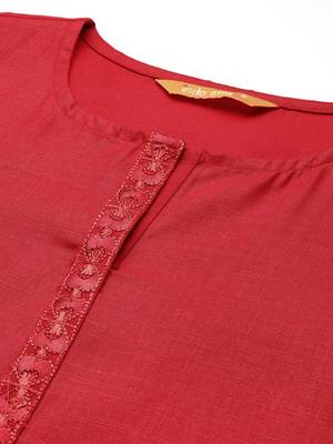 Ethnic Motifs Yoke Design Thread Work Kurta with Trousers & With Dupatta 2