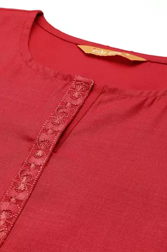 Ethnic Motifs Yoke Design Thread Work Kurta with Trousers & With Dupatta