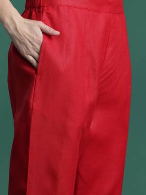 Ethnic Motifs Yoke Design Thread Work Kurta with Trousers & With Dupatta 3