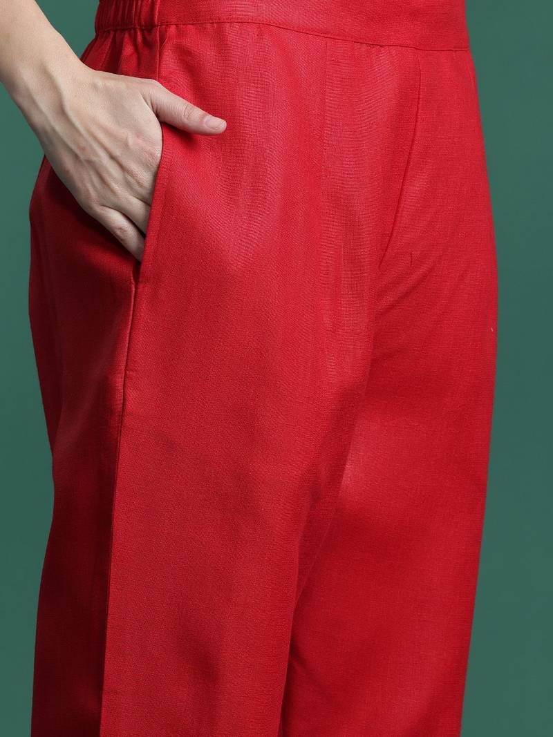 Ethnic Motifs Yoke Design Thread Work Kurta with Trousers & With Dupatta