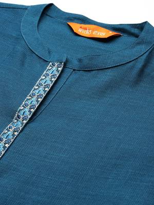 Embroidered Pure Cotton Kurta with Trousers & Dupatta 3