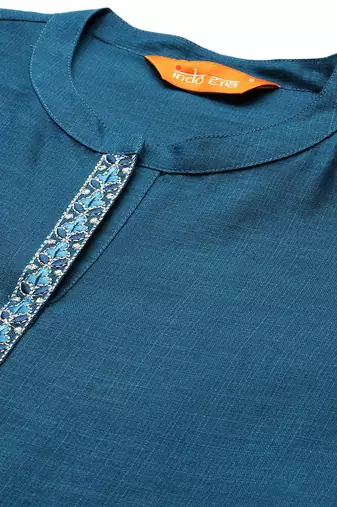Embroidered Pure Cotton Kurta with Trousers & Dupatta