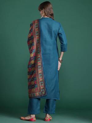 Embroidered Pure Cotton Kurta with Trousers & Dupatta 7