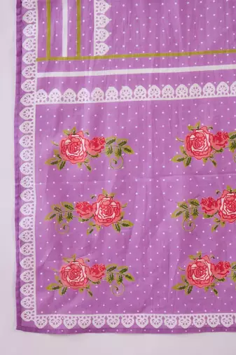 Floral Printed Sequinned Pure Cotton Straight Kurta With Trouser And Dupatta