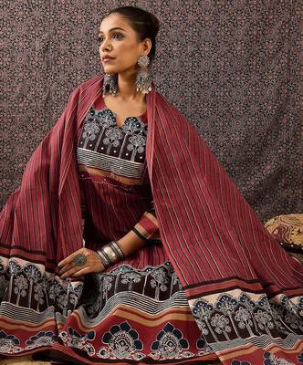 Women Floral Printed Regular Sequinned Pure Cotton Kurta with Trousers & With Dupatta 2