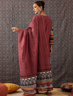 Women Floral Printed Regular Sequinned Pure Cotton Kurta with Trousers & With Dupatta 5