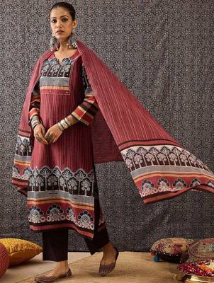 Women Floral Printed Regular Sequinned Pure Cotton Kurta with Trousers & With Dupatta 7