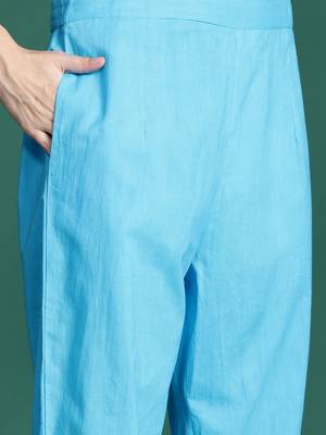 Floral Printed Mirror Work Pure Cotton Kurta with Trousers & Dupatta 3
