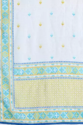 Floral Printed Mirror Work Pure Cotton Kurta with Trousers & Dupatta