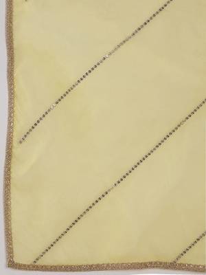 Floral Yoke Design Sequnnied Straight Kurta With Trousers & Dupatta 4